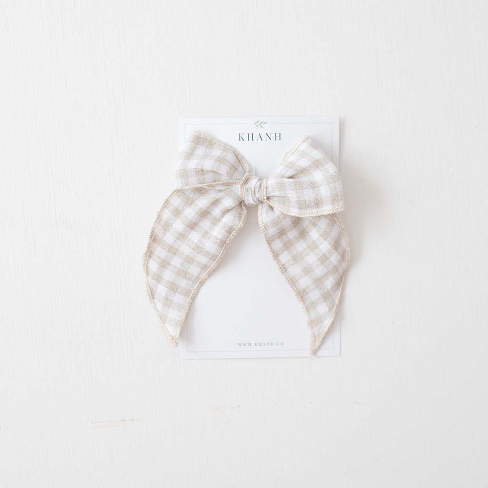 Khaki Check | Oversized Whimsical Bow