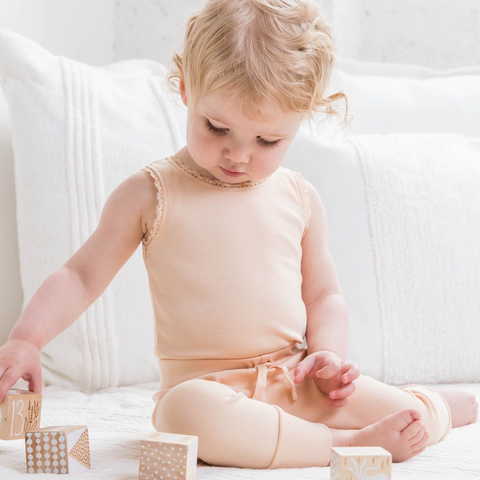 Luna Lace Bodysuit | Peach - LAST 12/18M & 18/24M