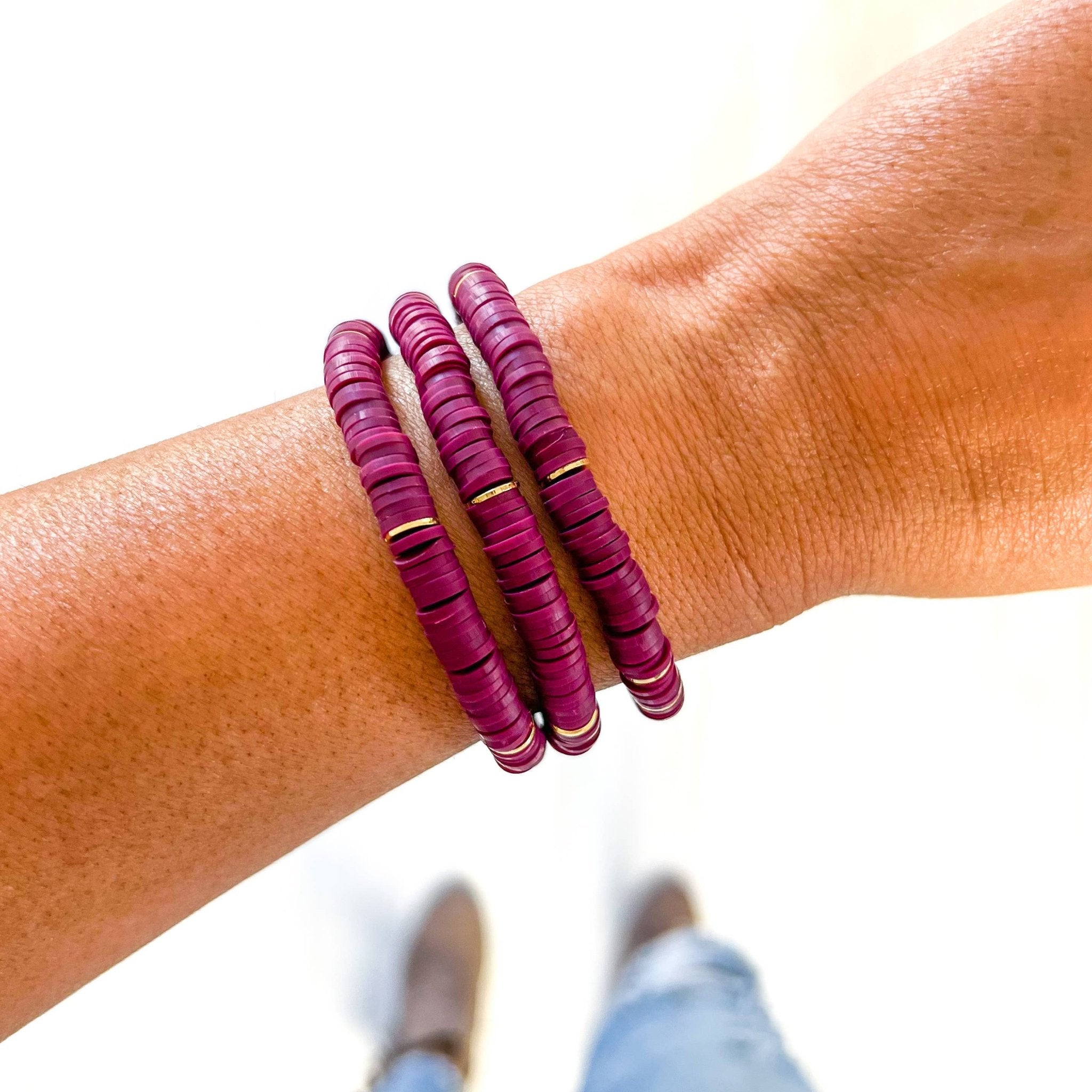 Maroon Vinyl Heishi Bracelet