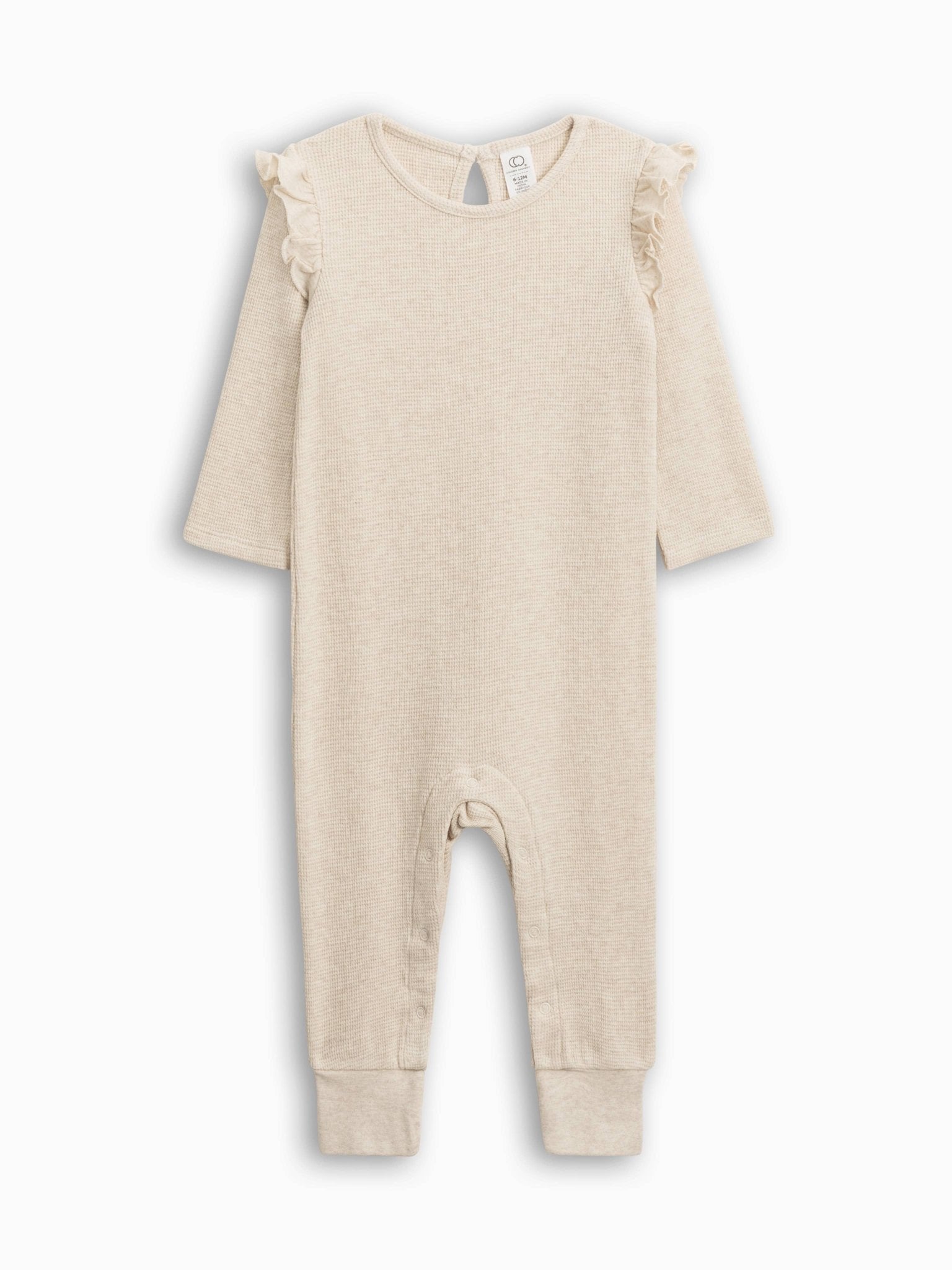Mila Waffle Knit Flutter Sleeve Romper | Heather Oat - LAST ONE 18/24M