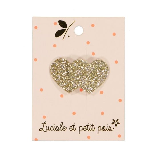 Mini hearts hair clip - Gold glitter