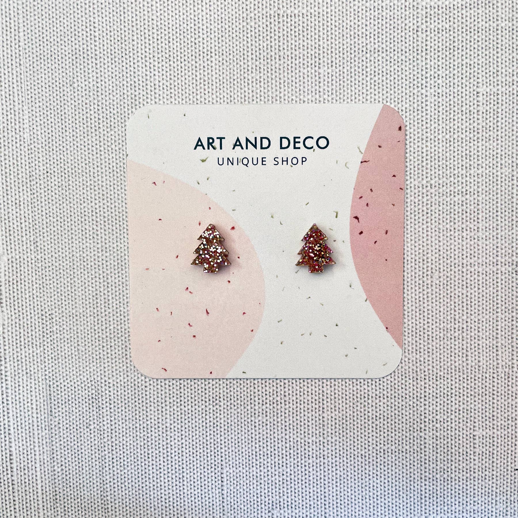 Roswgold Glittery Christmas Tree Stud Earrings