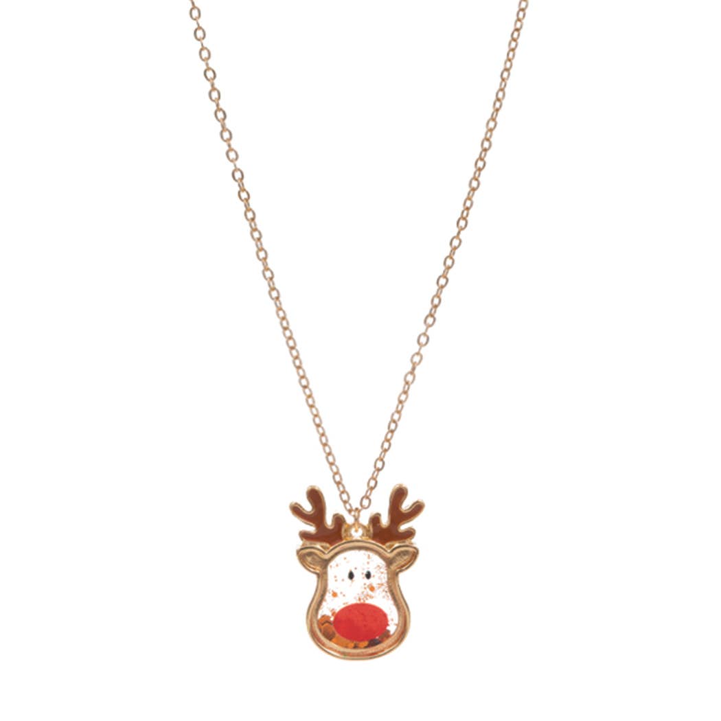 Rudolph Glitter Shaker Necklace