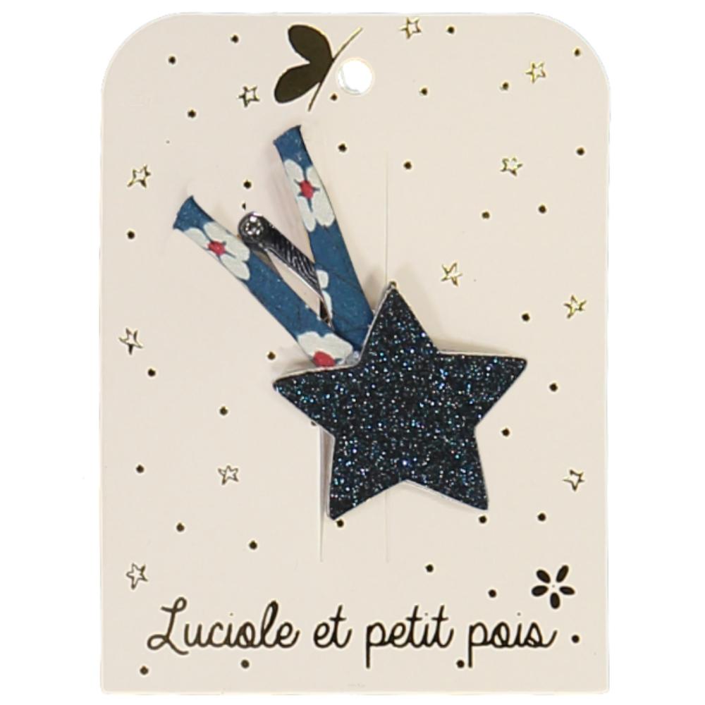 Shooting star hair clip - Blue glitter