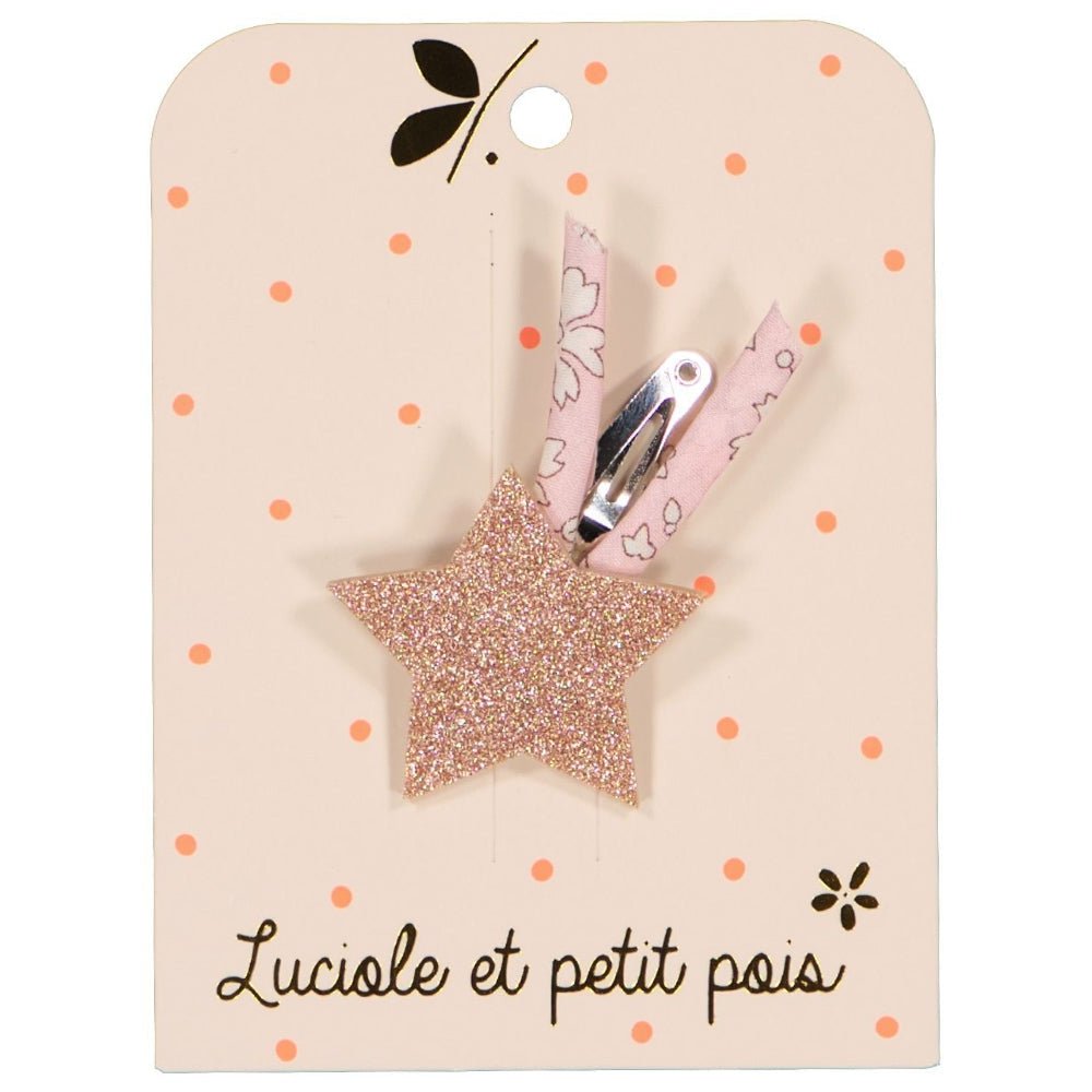Shooting star hair clip - Pink glitter
