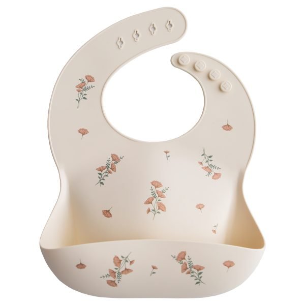 Silicone Baby Bib || Pink Flowers