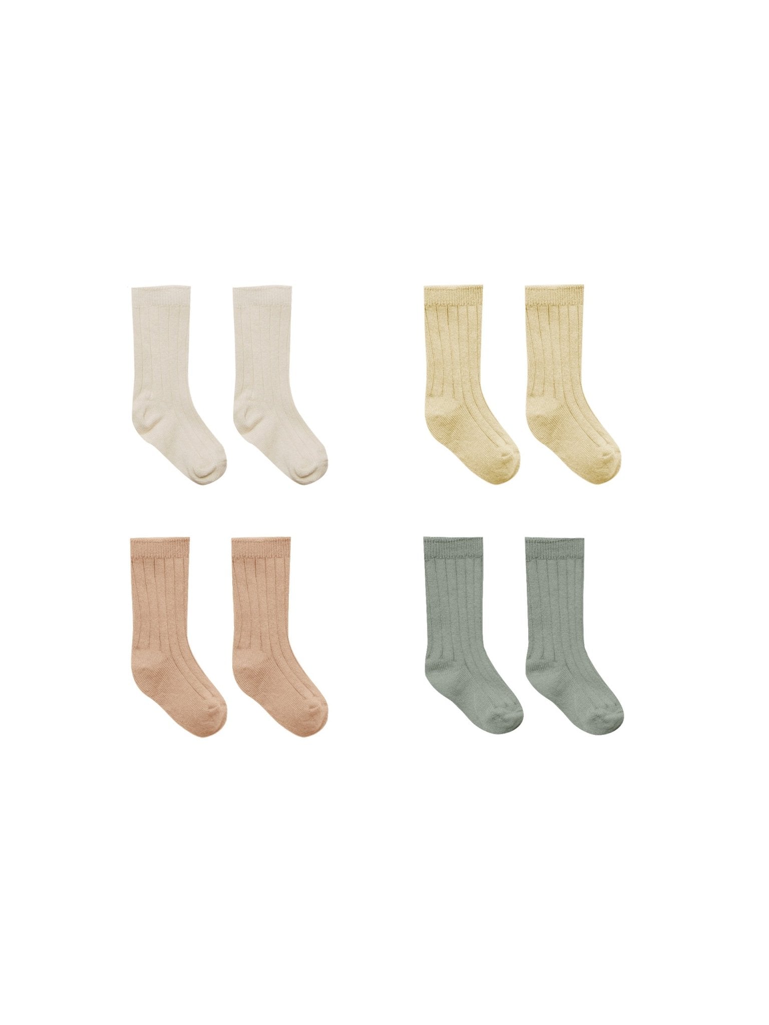 SOCKS SET OF 4 | NATURAL - YELLOW - APRICOT - SEA GREEN