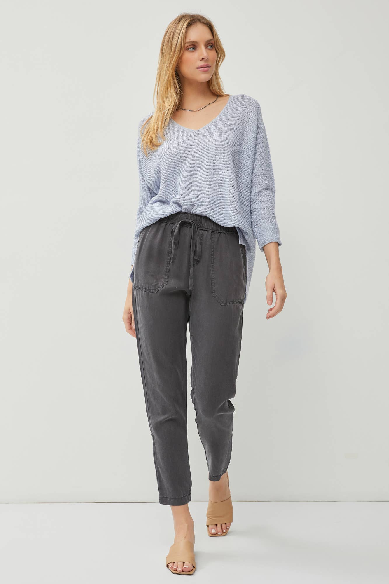 Tencel Tapered Pants || Charcoal - LAST ONE S