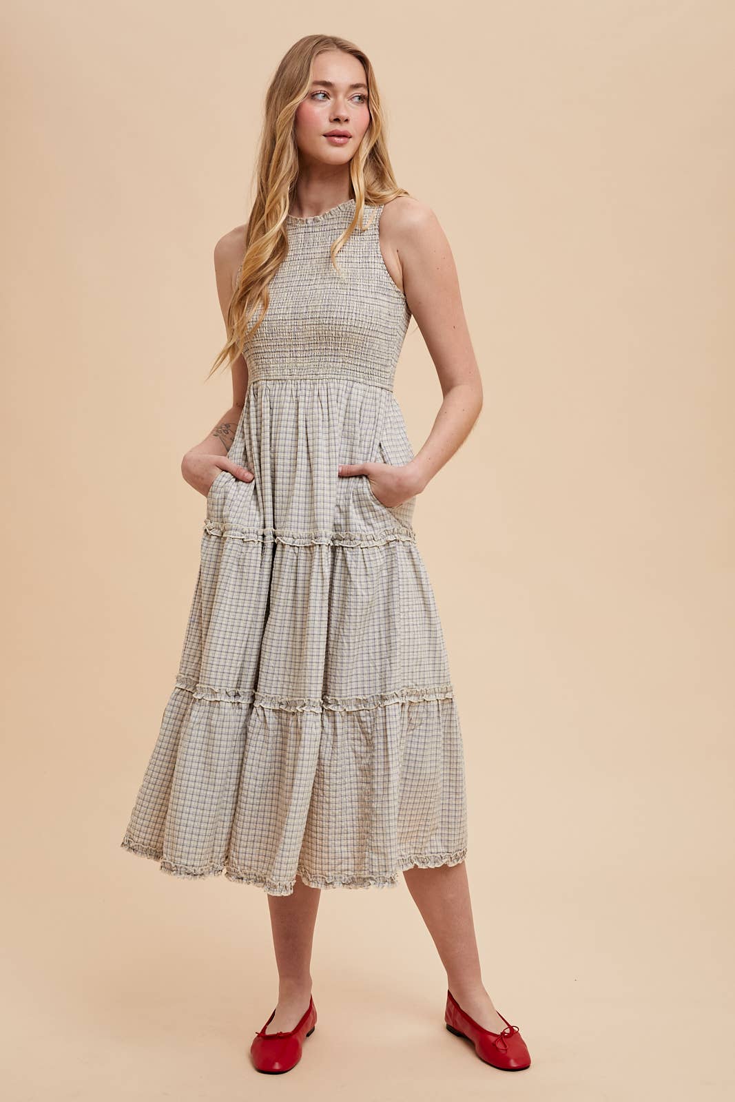 Seersucker Maxi || Smocked Checkered