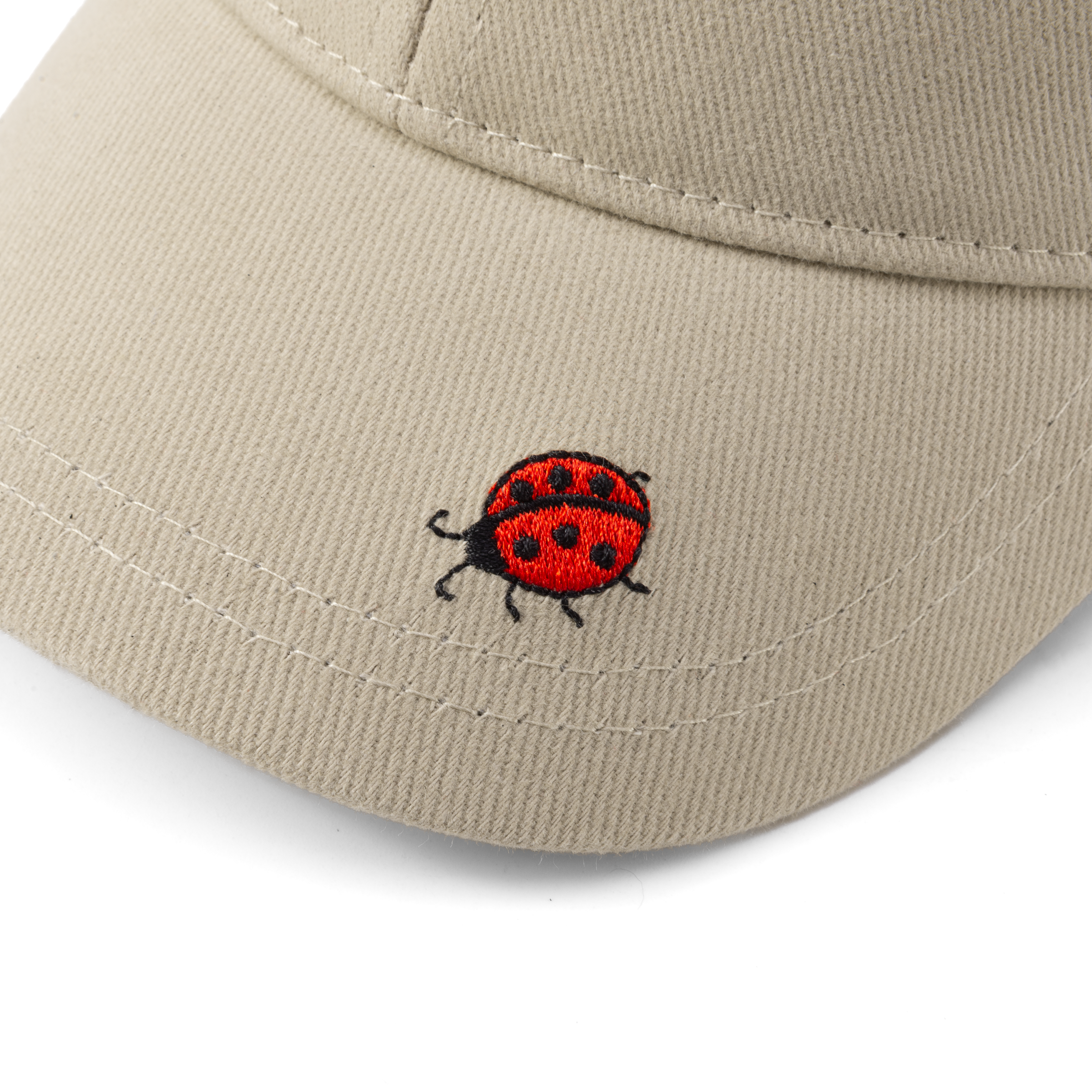 Kids Baseball Hat - Natural / Ladybug