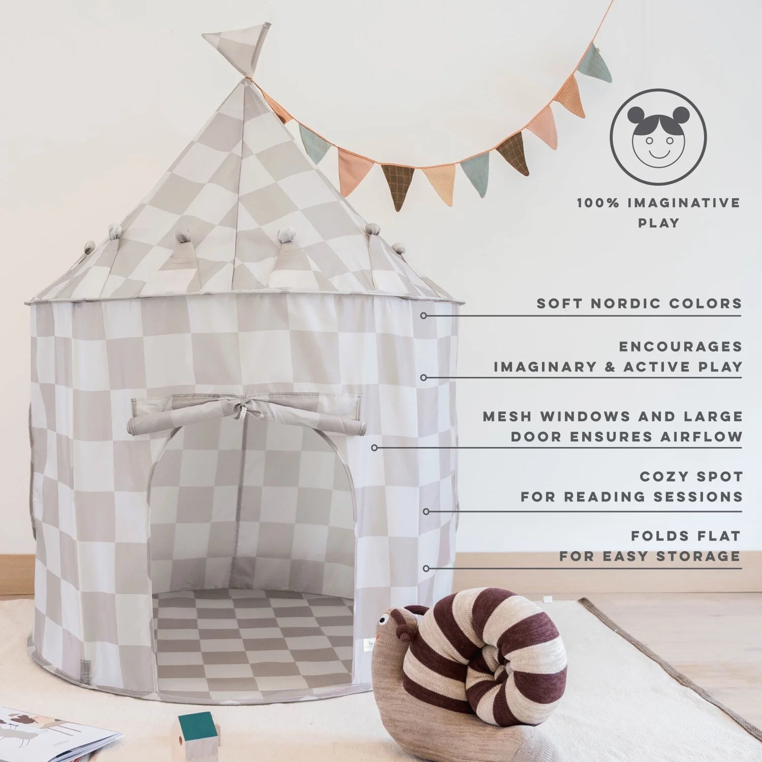 Play Tent Castle || Checkerboard Beige