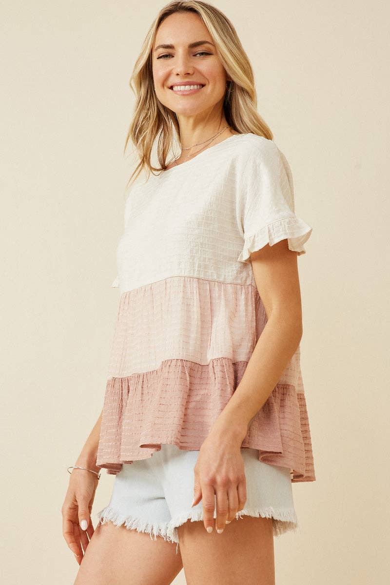 Colorblock Tiered Ruffle Top