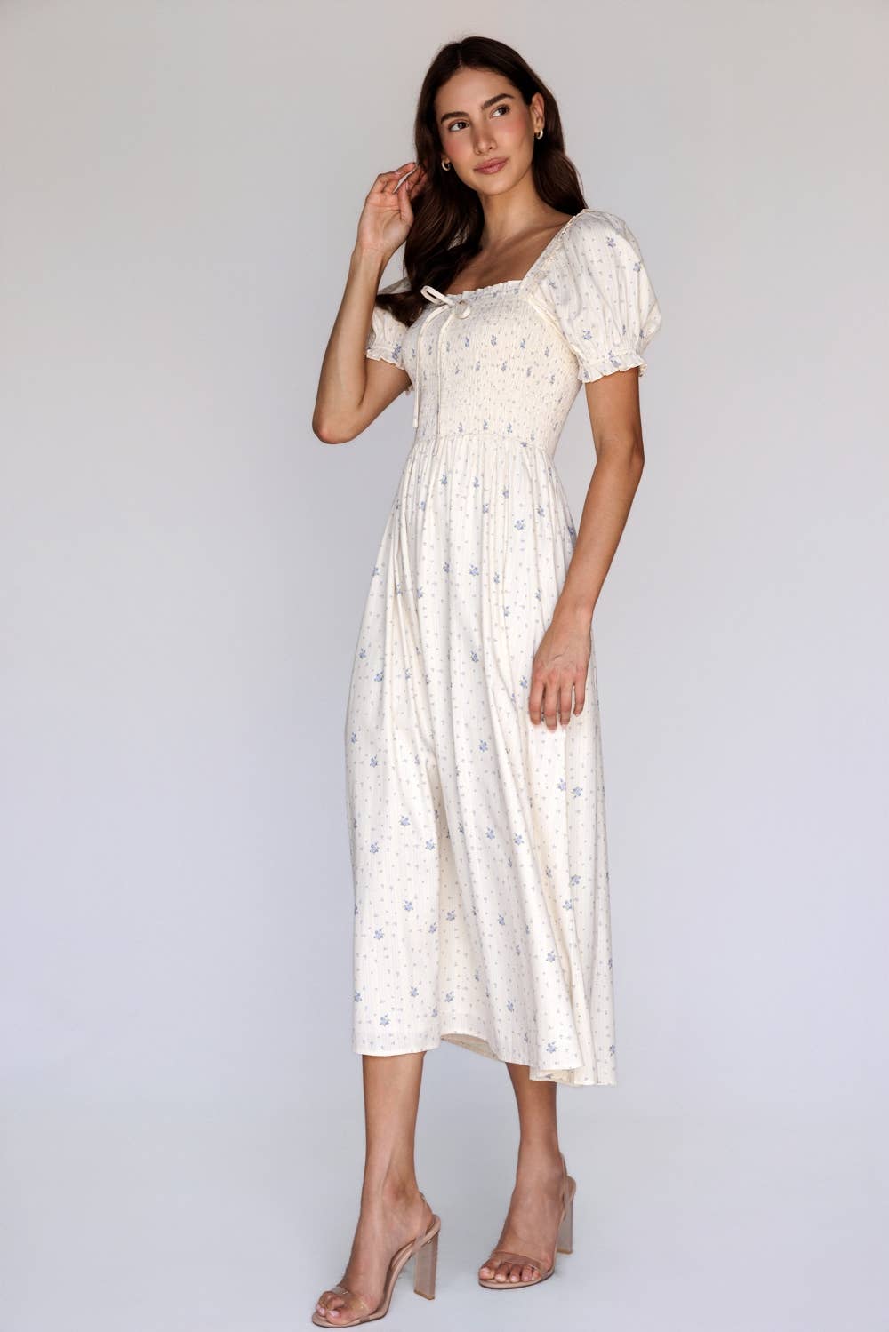 ivy smocked midi dress Floral group_Cowl_Neck_Sequin_Mini_Dress Fitted V-Neck Long Sleeve it works just as Size:M - 12/14