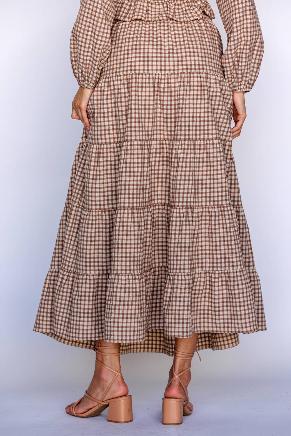 Gingham Maxi Tiered Skirt - LAST S & L