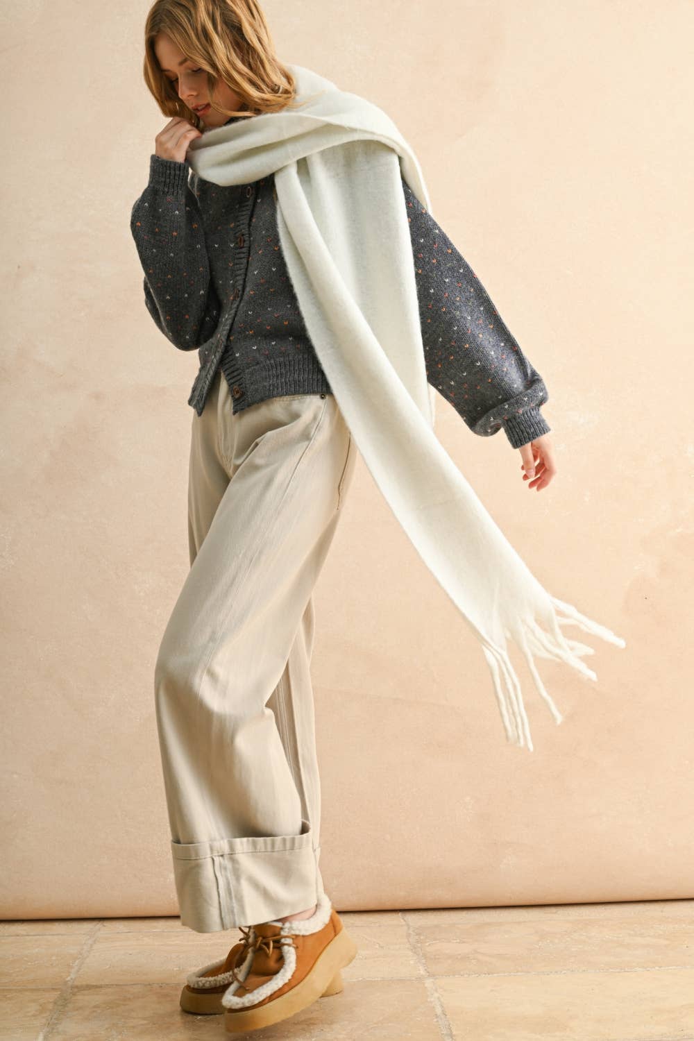 Lottie Heart Speckled Knit Cardigan