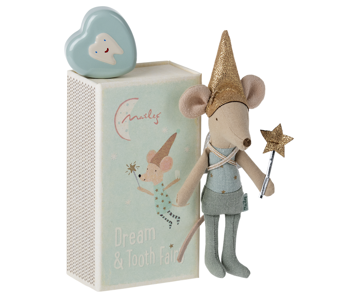 Tooth fairy mouse in matchbox - Blue