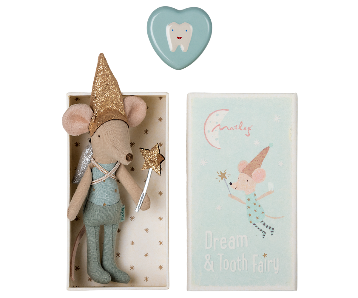 Tooth fairy mouse in matchbox - Blue
