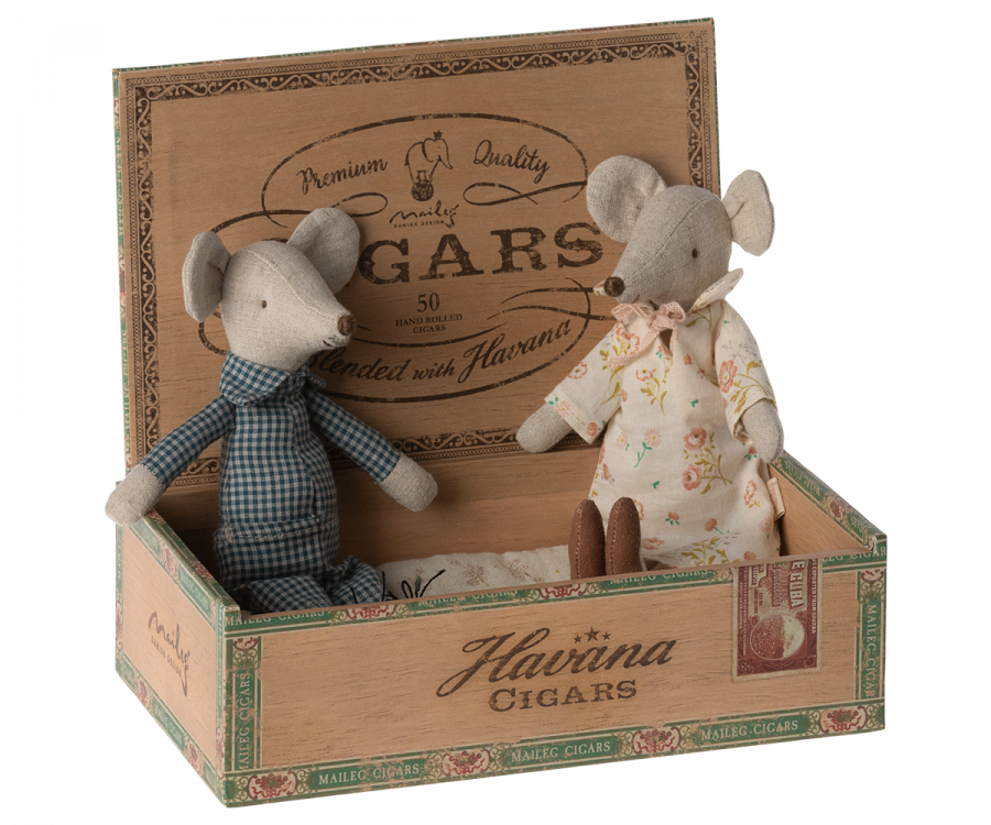 Grandma and Grandpa mice in cigarbox
