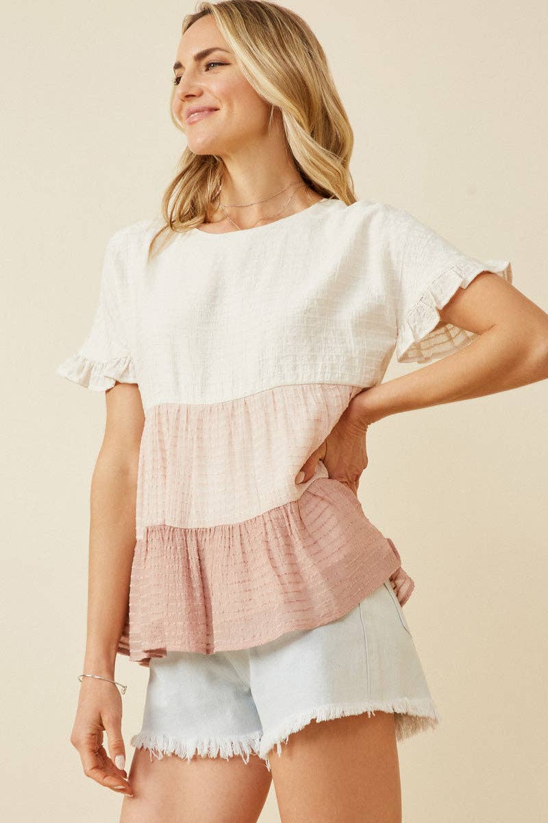 Colorblock Tiered Ruffle Top
