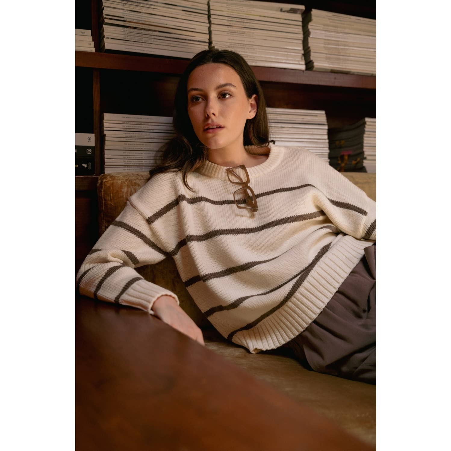 Stripe Cew Neck Pullover