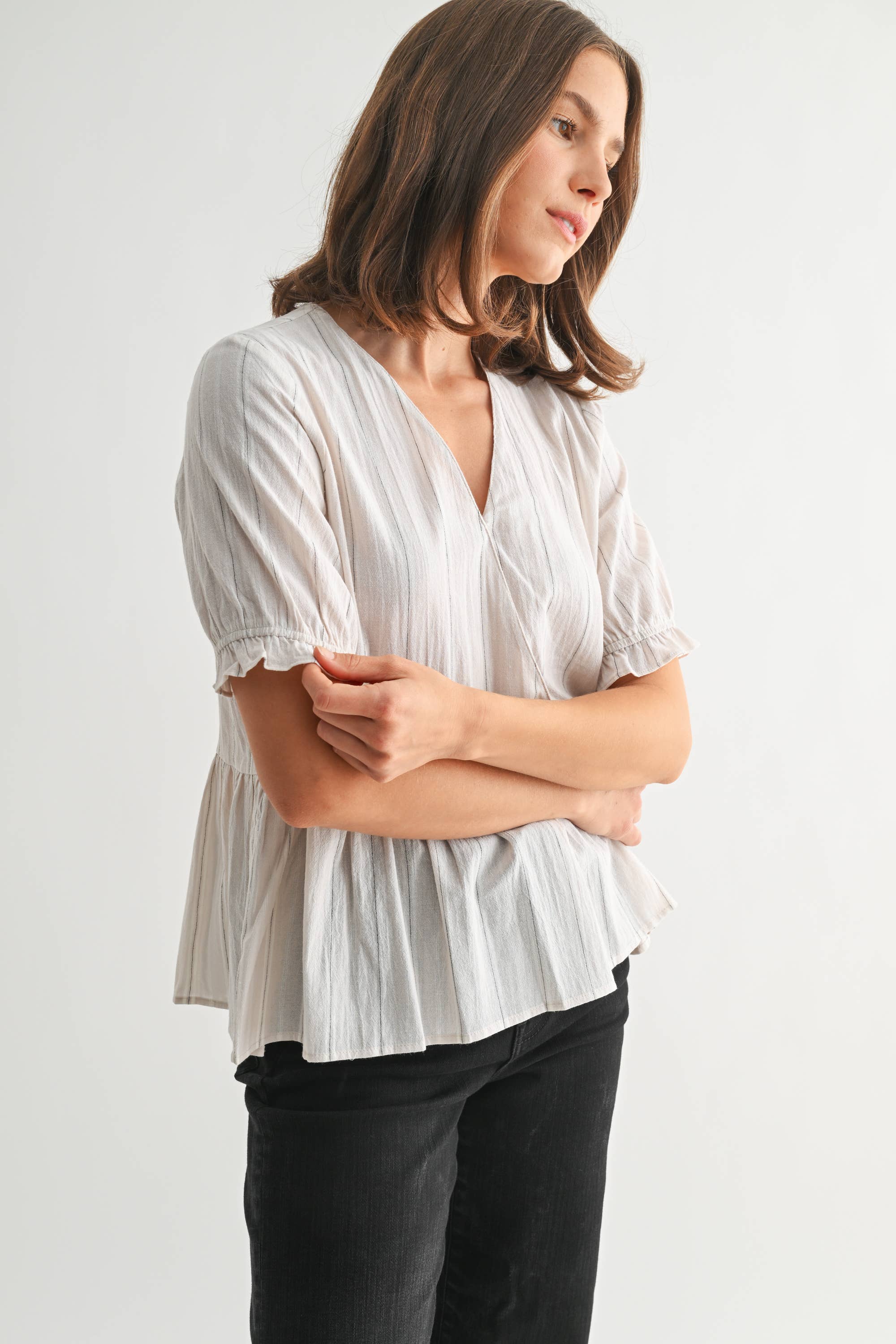 Striped Peplum Top