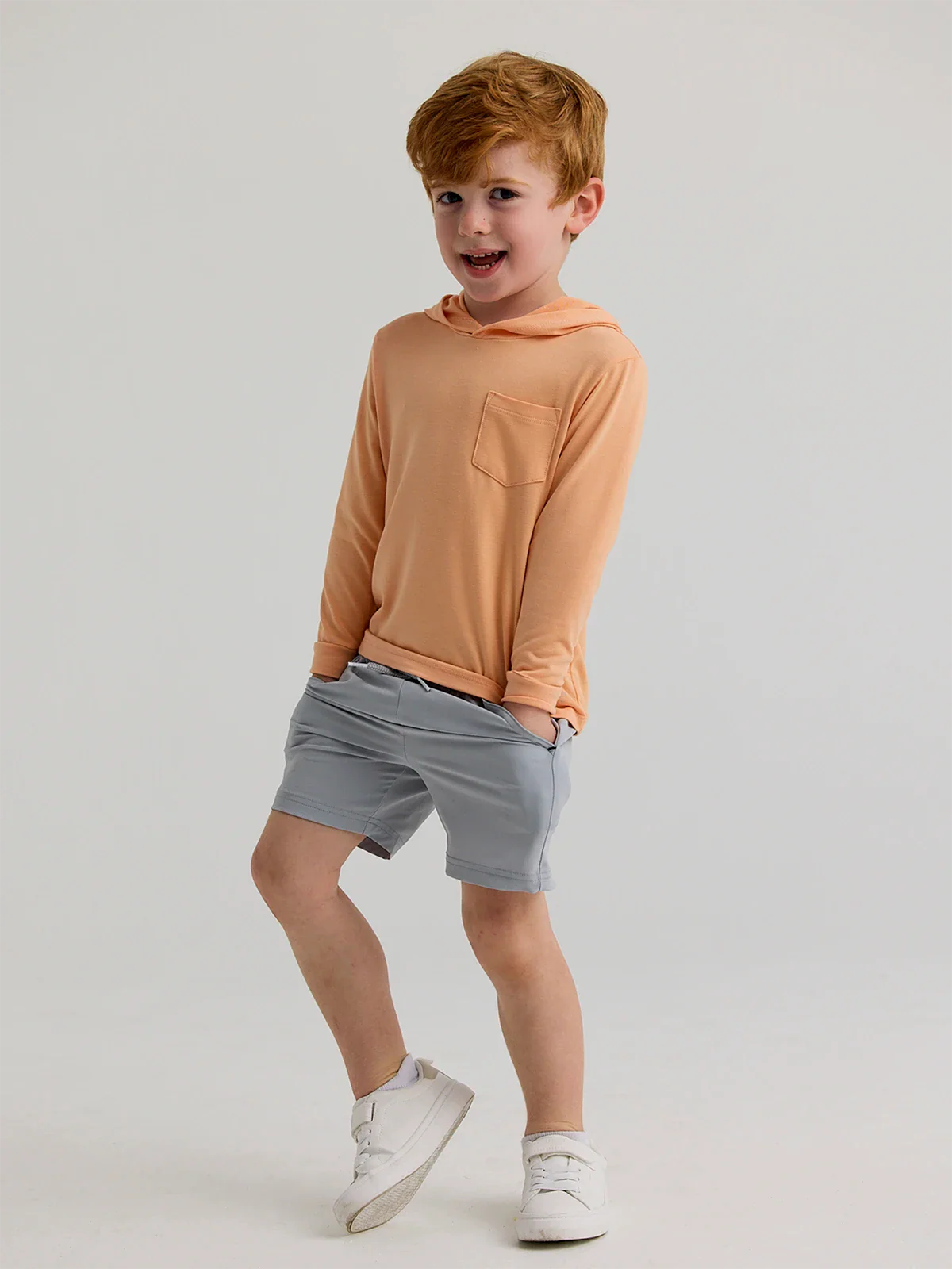 Boy's Bamboo Shade Hoodie || Tropic Orange - Toddler