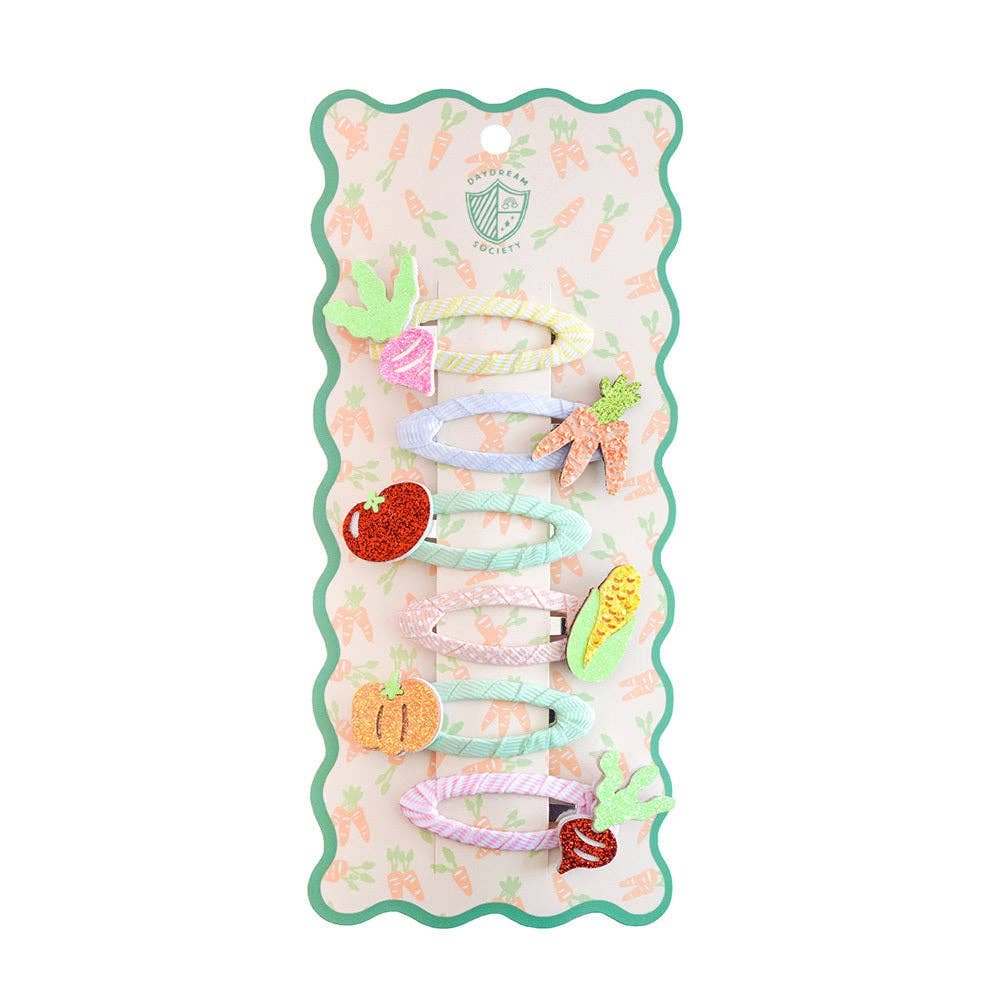 Bunnies In The Garden Vegetable Hair Clip Set