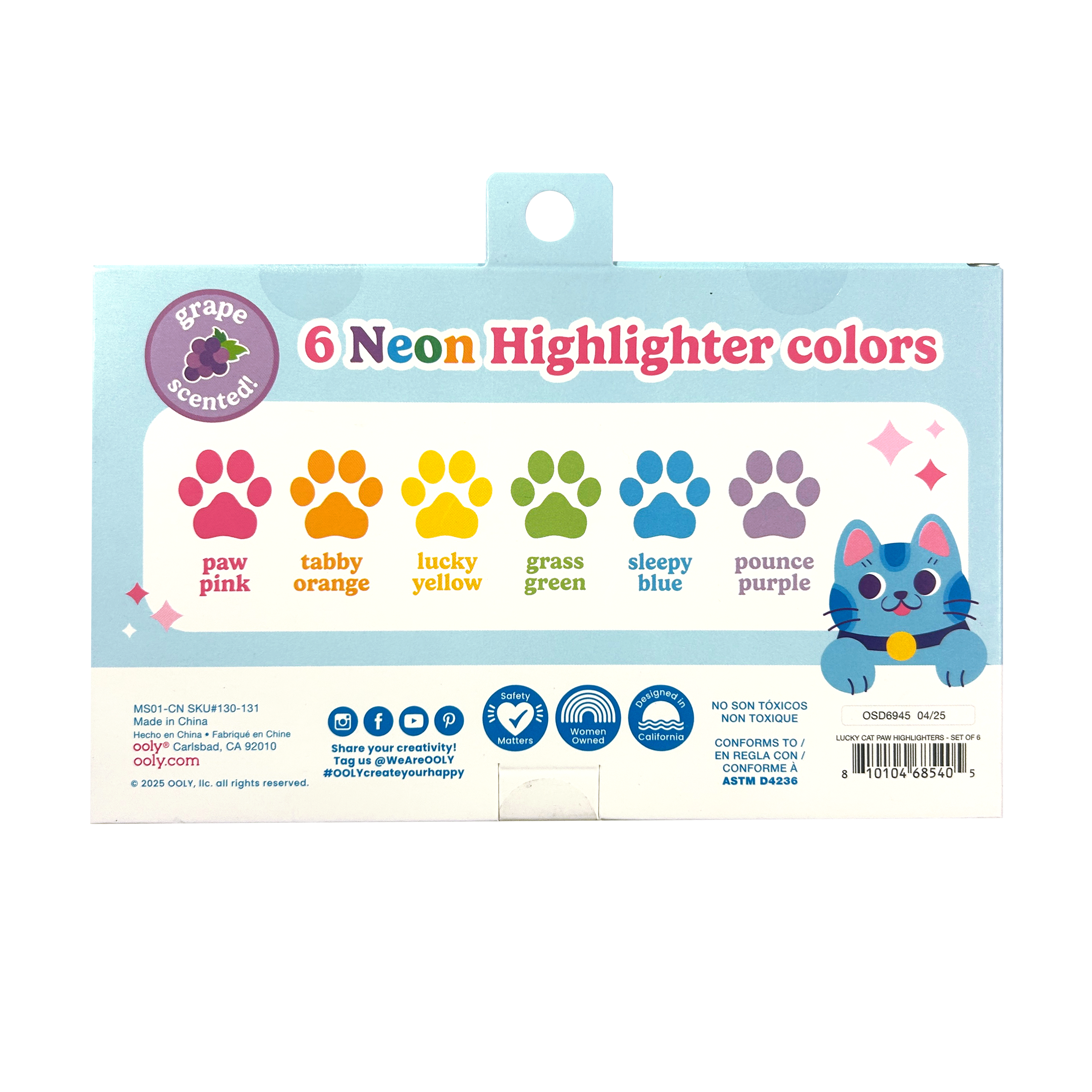 Lucky Cat Paw Neon Highlighters || Berry Scent