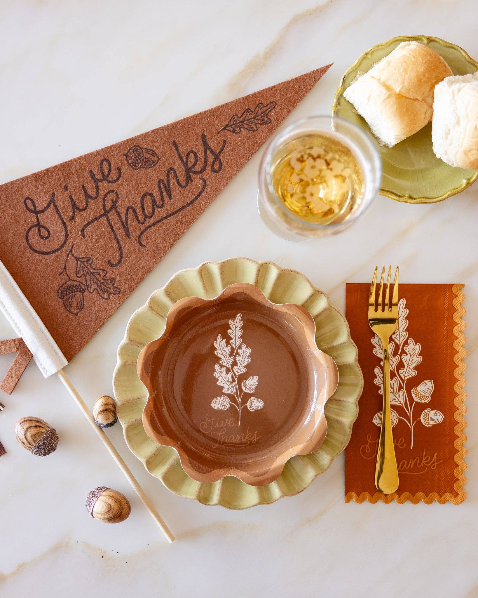 Acorns Give Thanks Felt Pennant