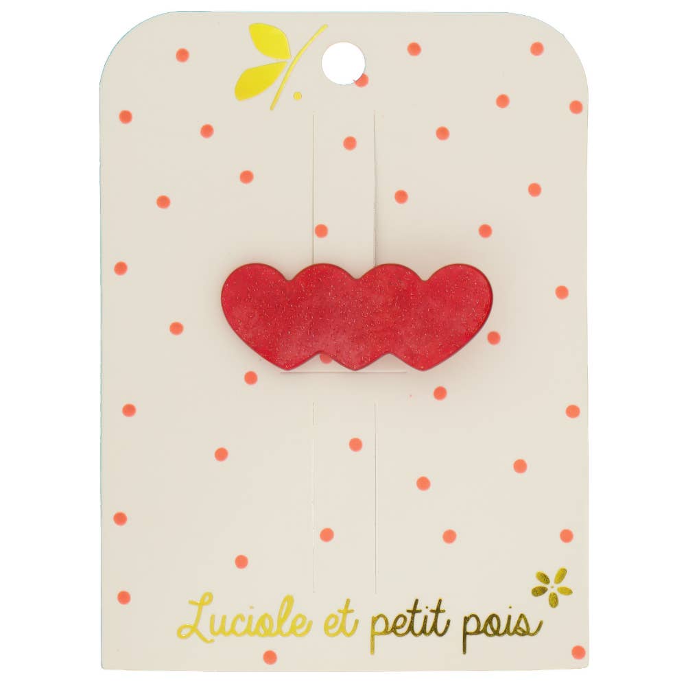 3 Heart Barrette - Red
