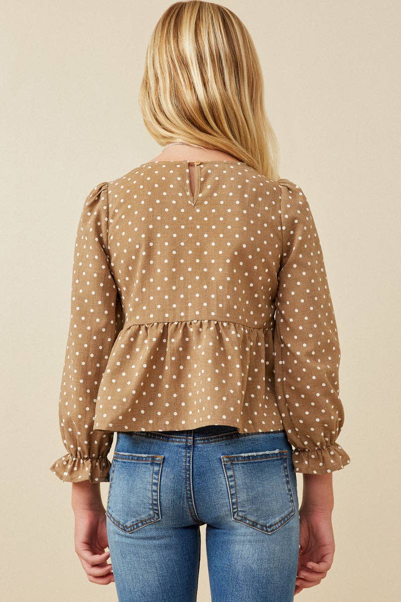 Cocoa Dot Peplum Top