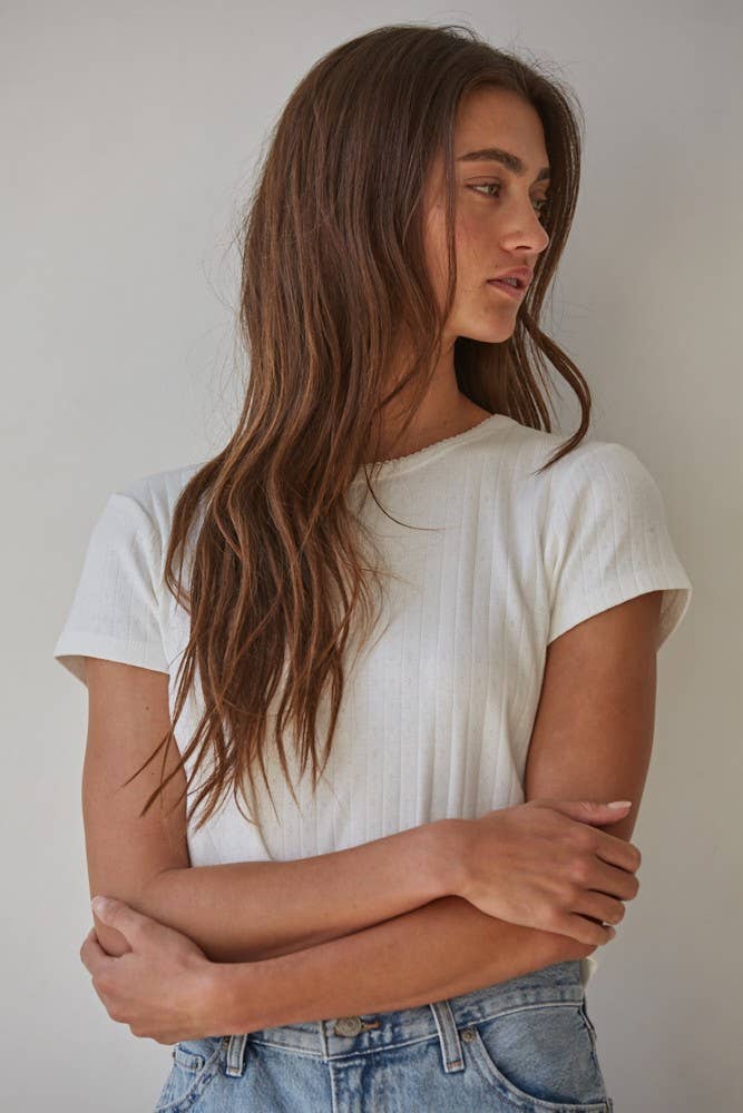 Knit Pointelle Ribbed Top