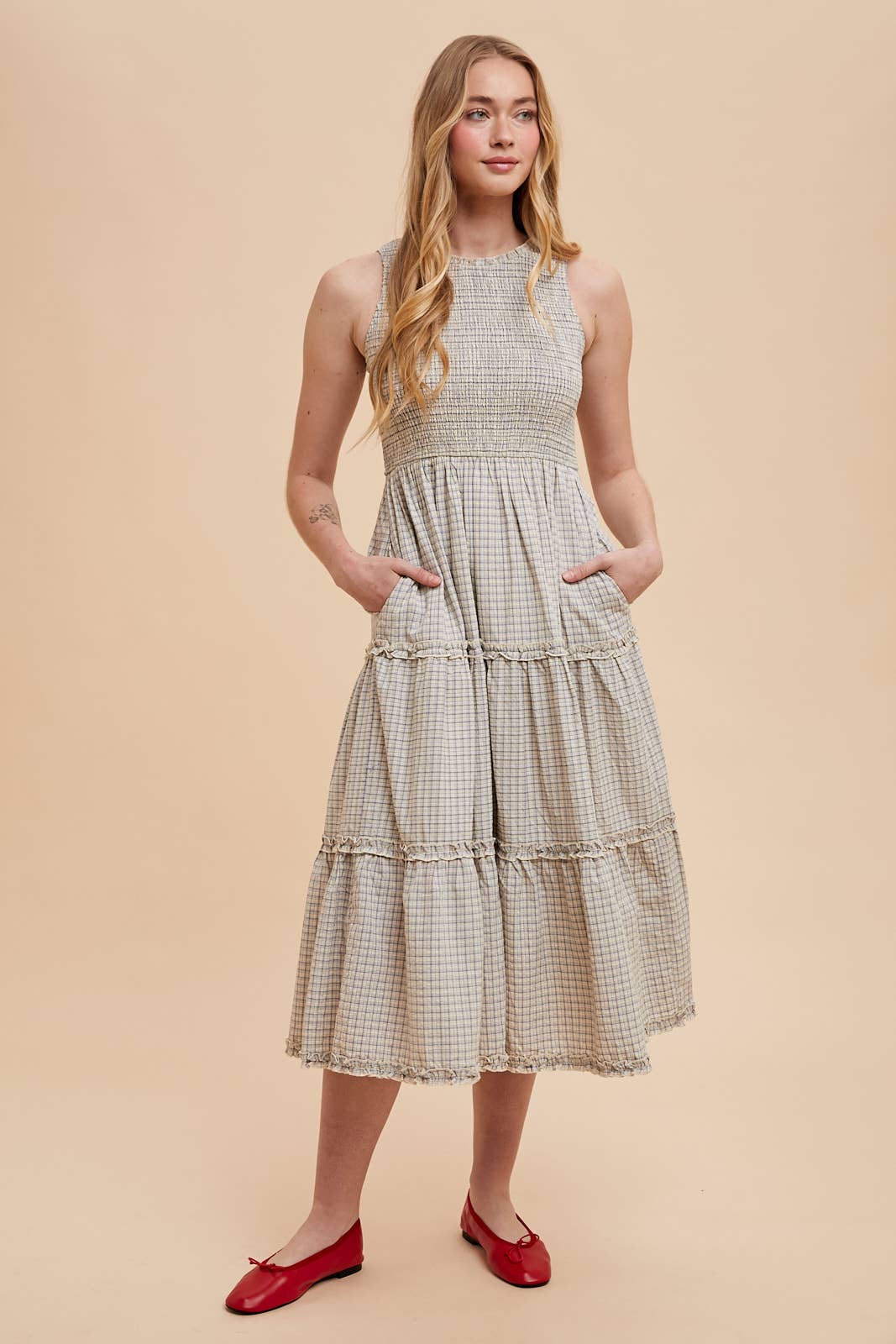 Seersucker Maxi || Smocked Checkered