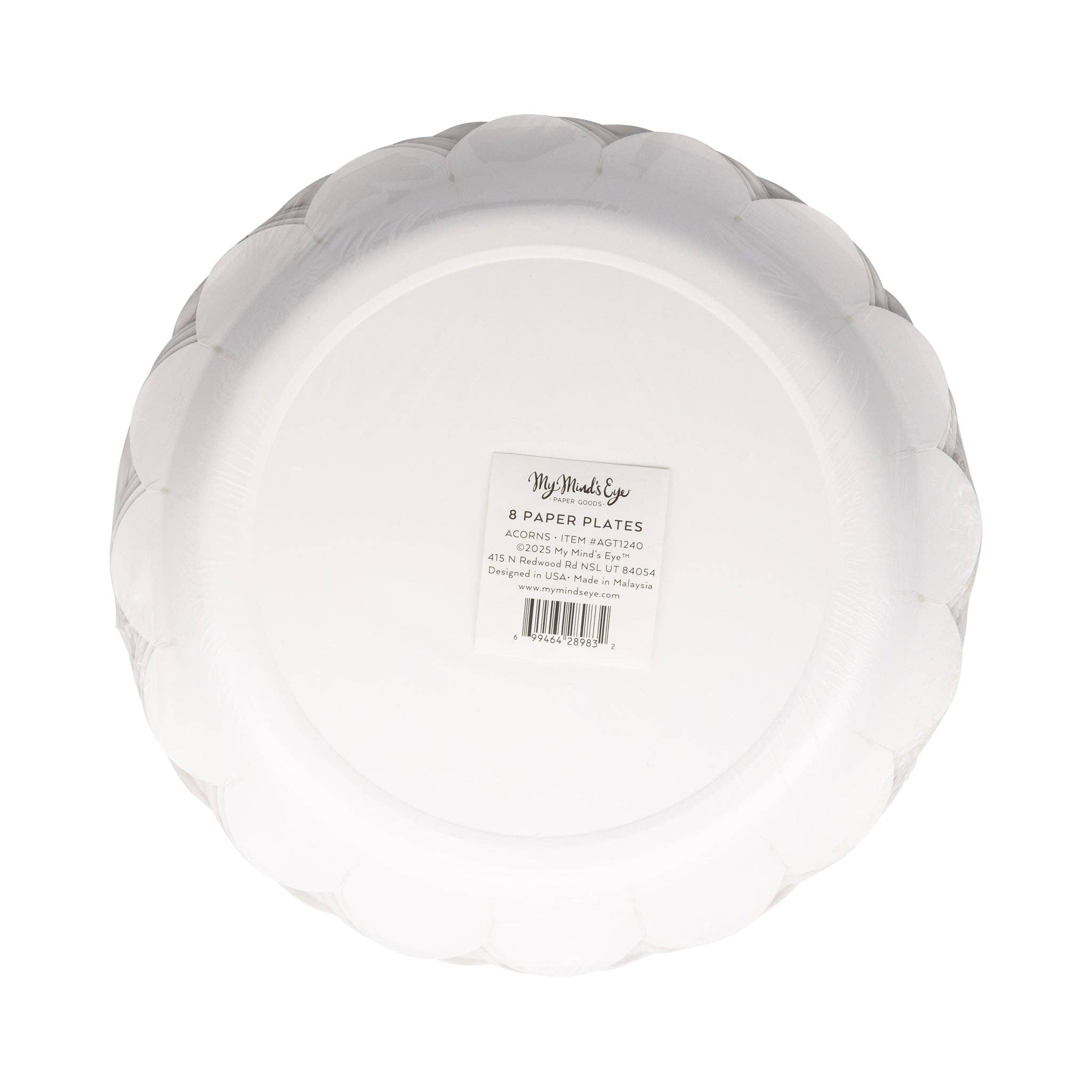 Acorns Scalloped Circle Paper Plate