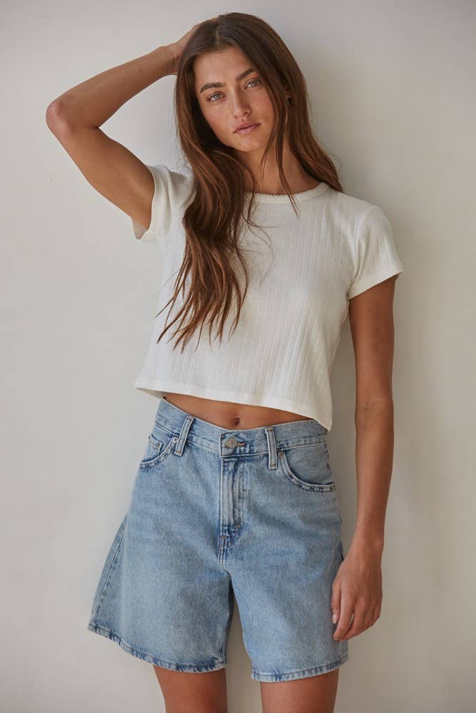 Knit Pointelle Ribbed Top