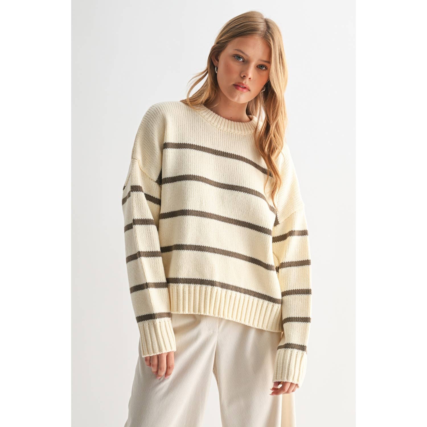 Stripe Cew Neck Pullover