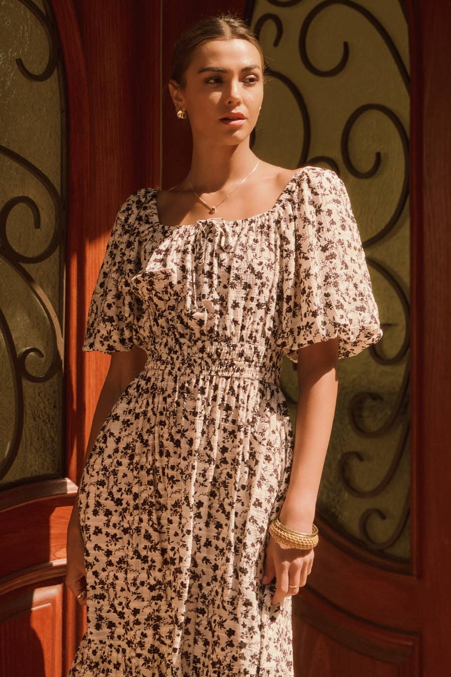 Ditsy Flower Printed Midi Dress