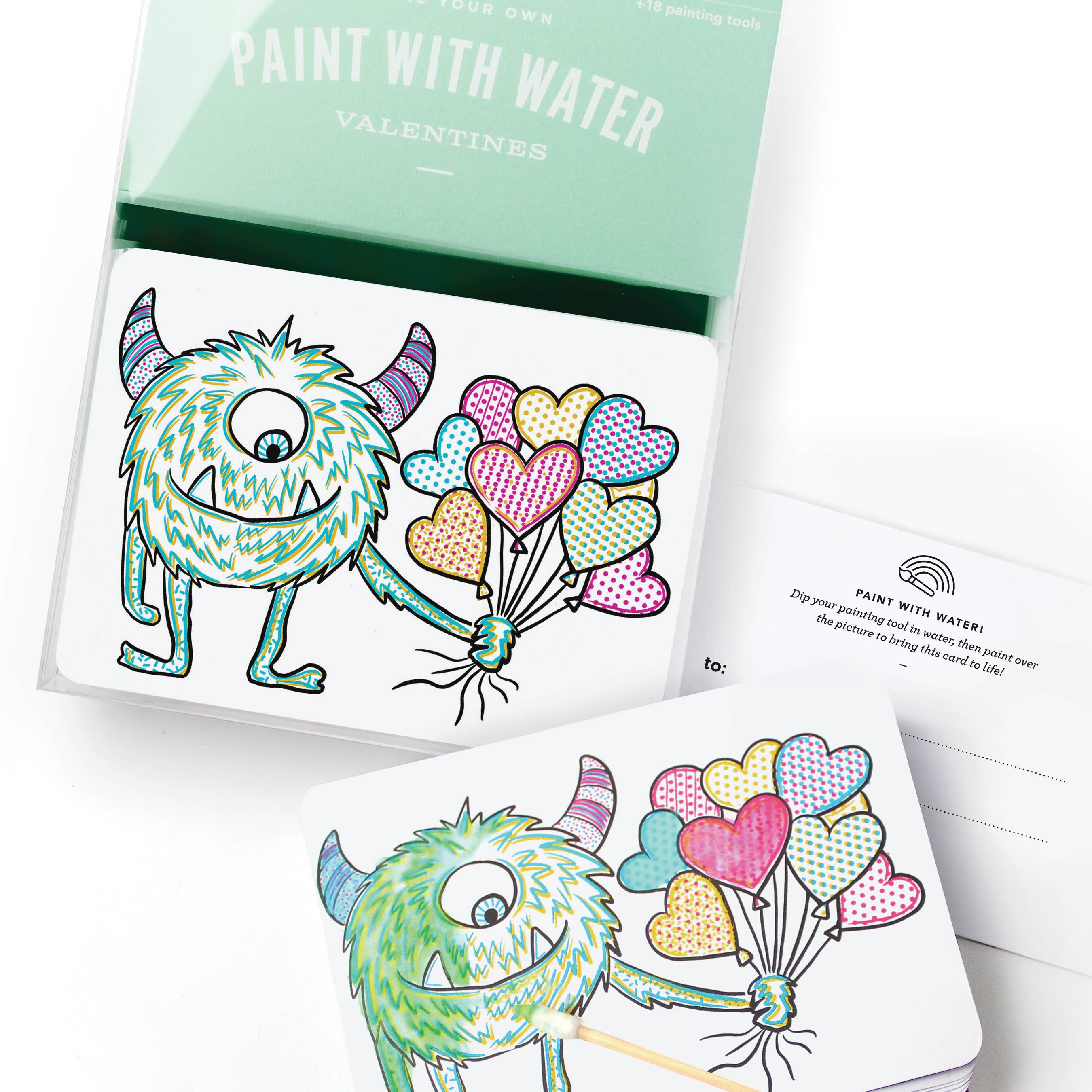 Paint with Water Valentine Cards | Monster