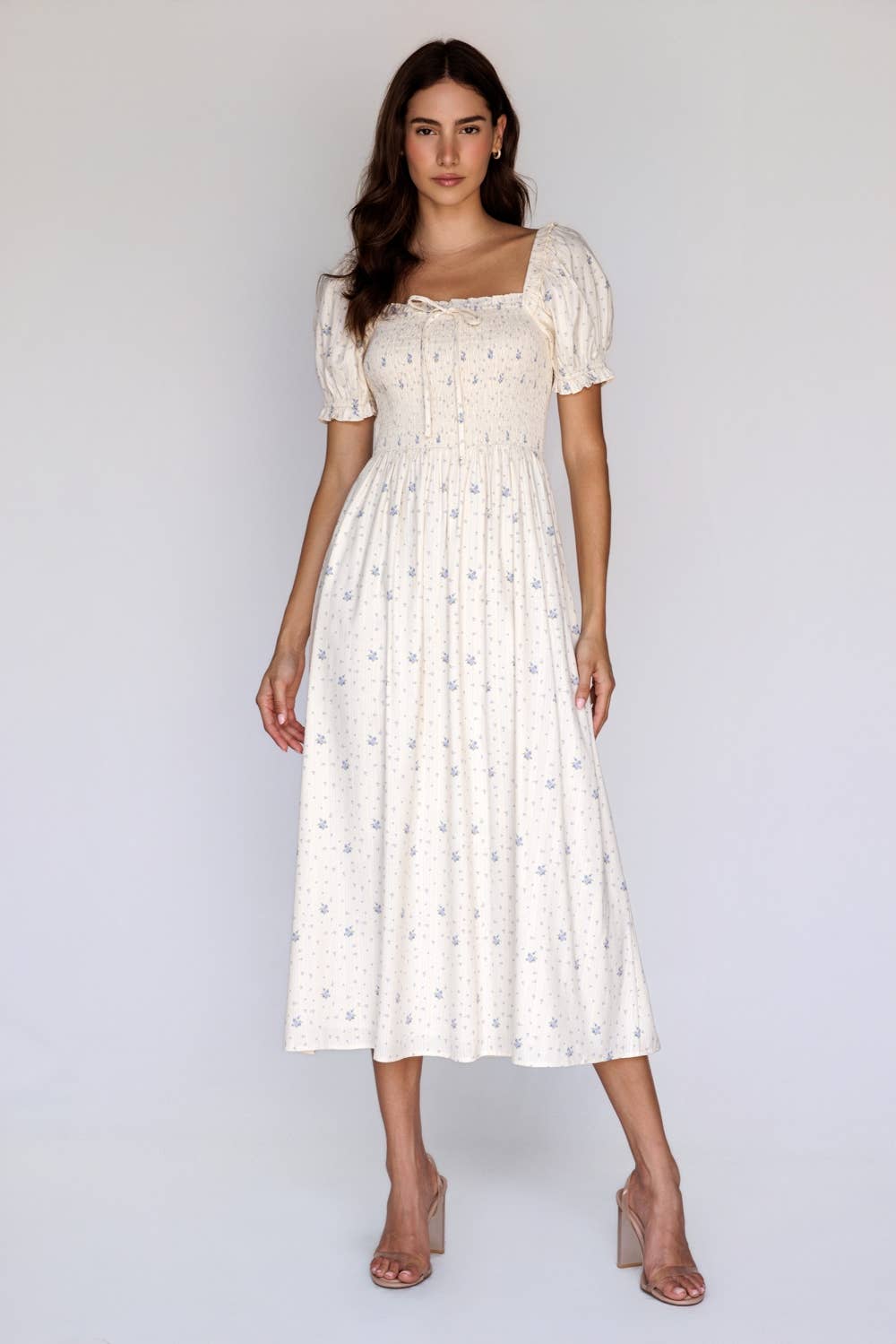 Ivy Smocked Floral Midi Dress - LAST ONE S