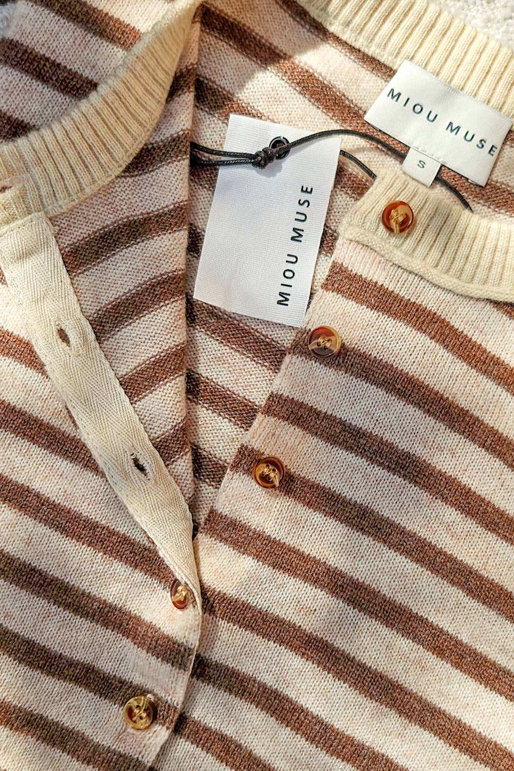 Opal Striped Button Cardigan || Brown/Oat