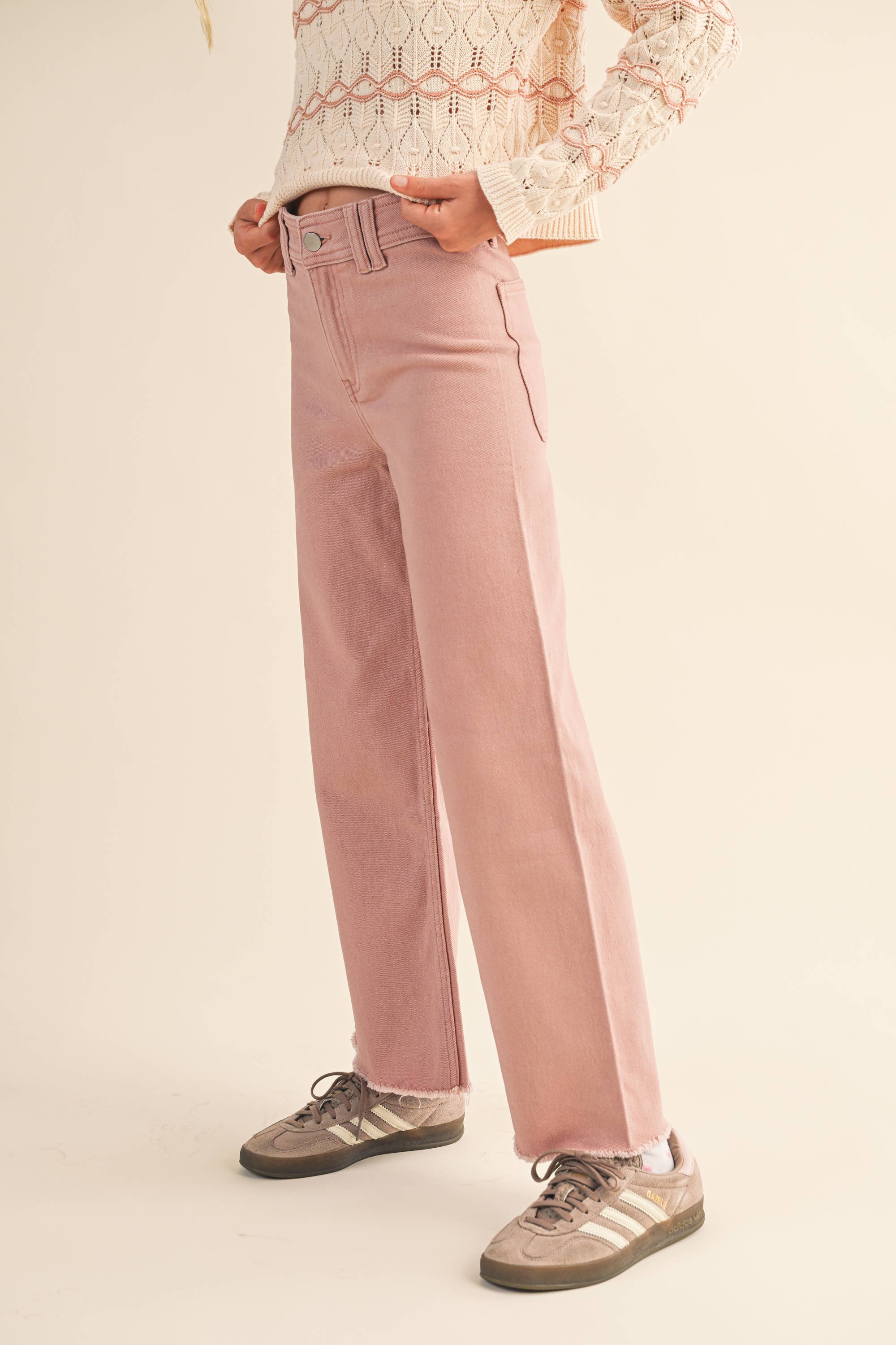 Tween Wide Pants || Rose