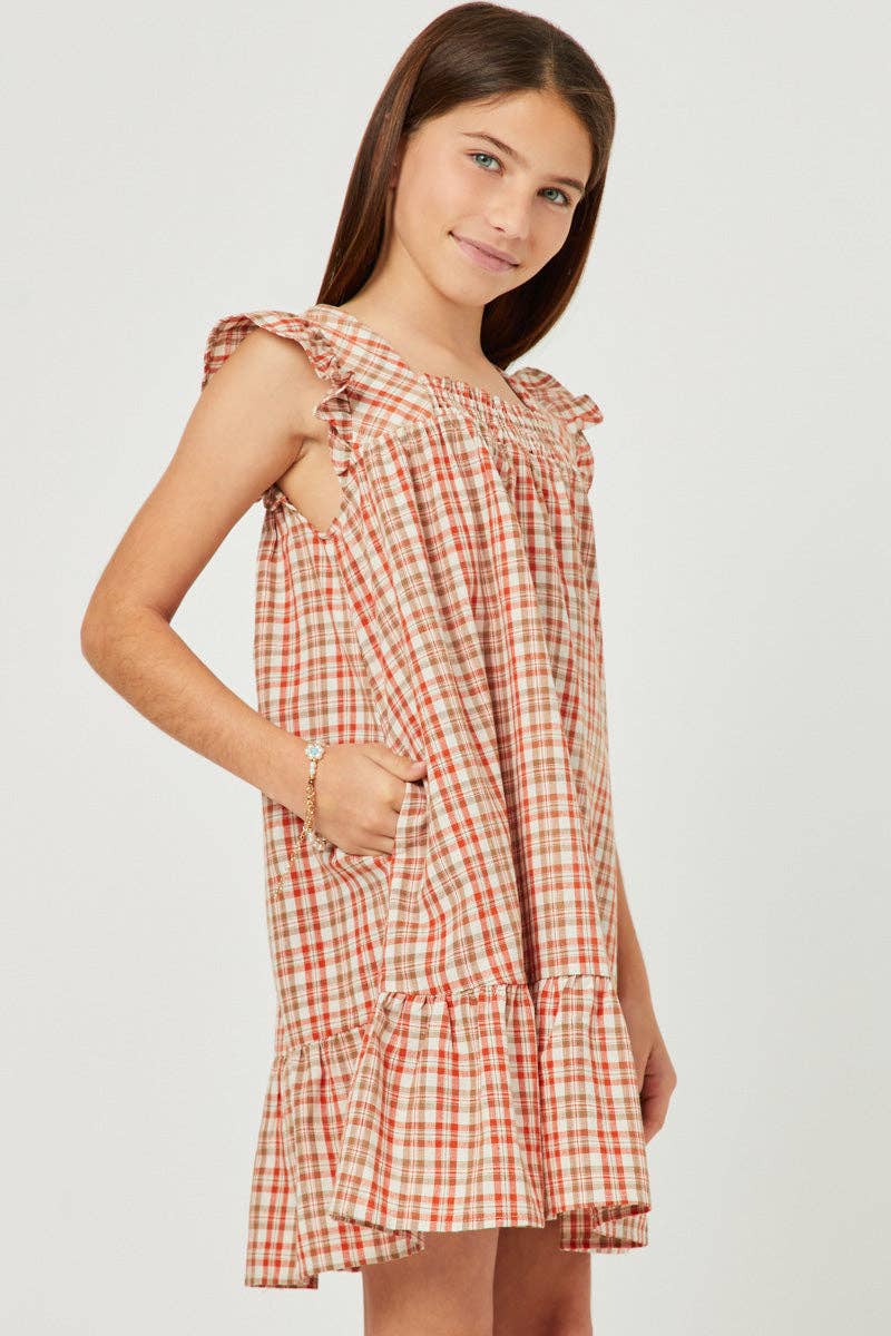 Autumn Plaid Ruffle Dress