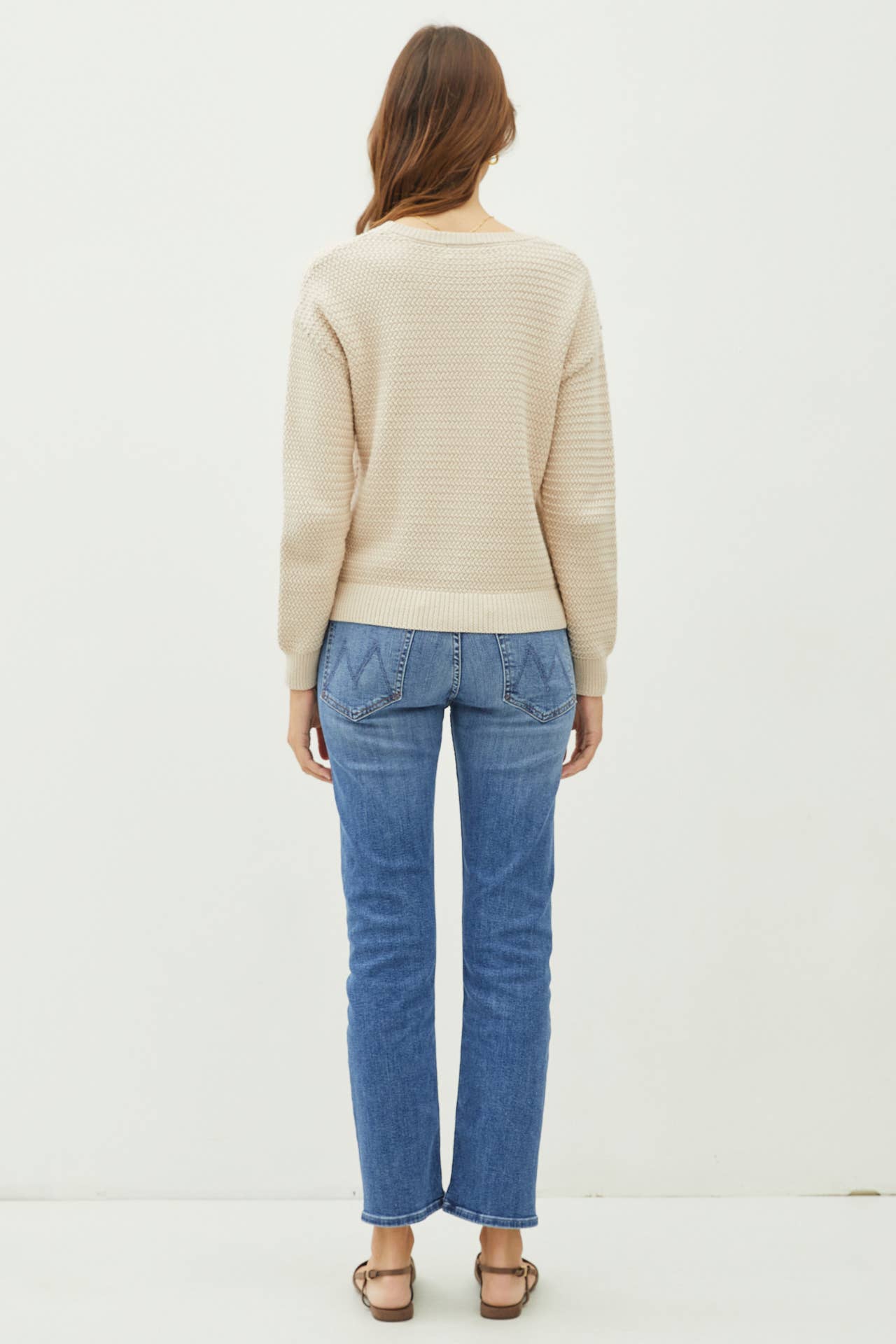 Oversize Waffle Knit Sweater | Natural