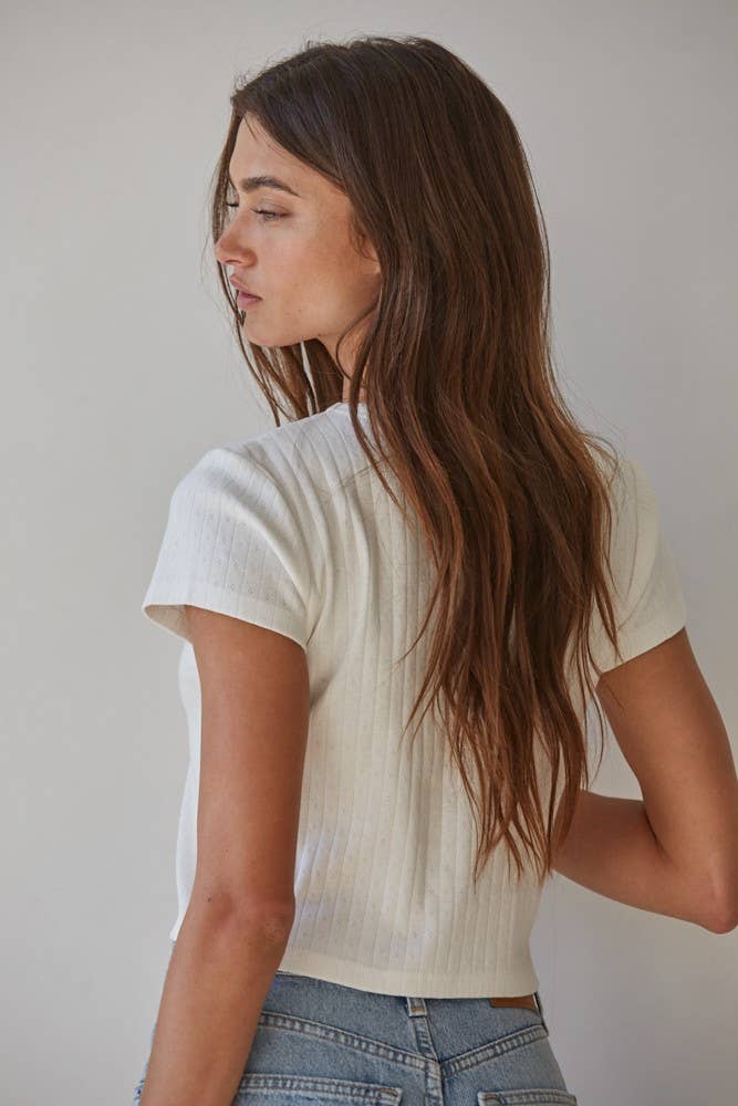 Knit Pointelle Ribbed Top