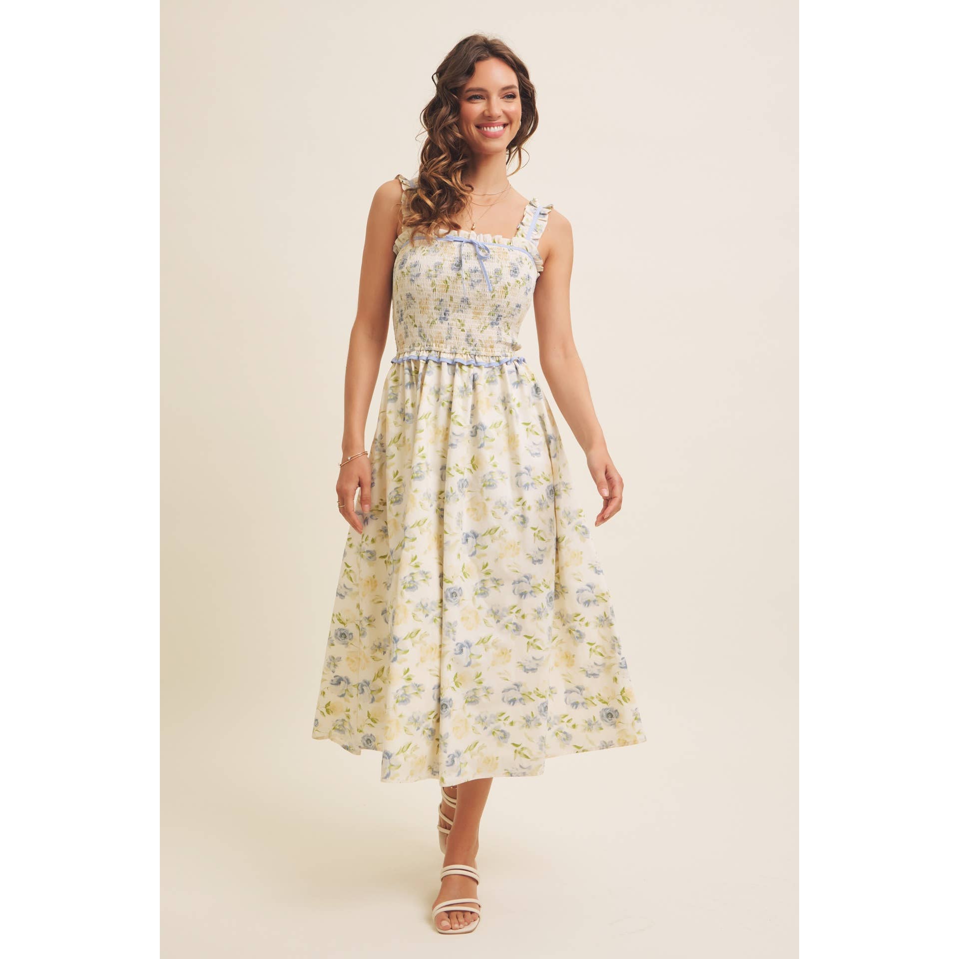 Floral Smocked Midi Dress