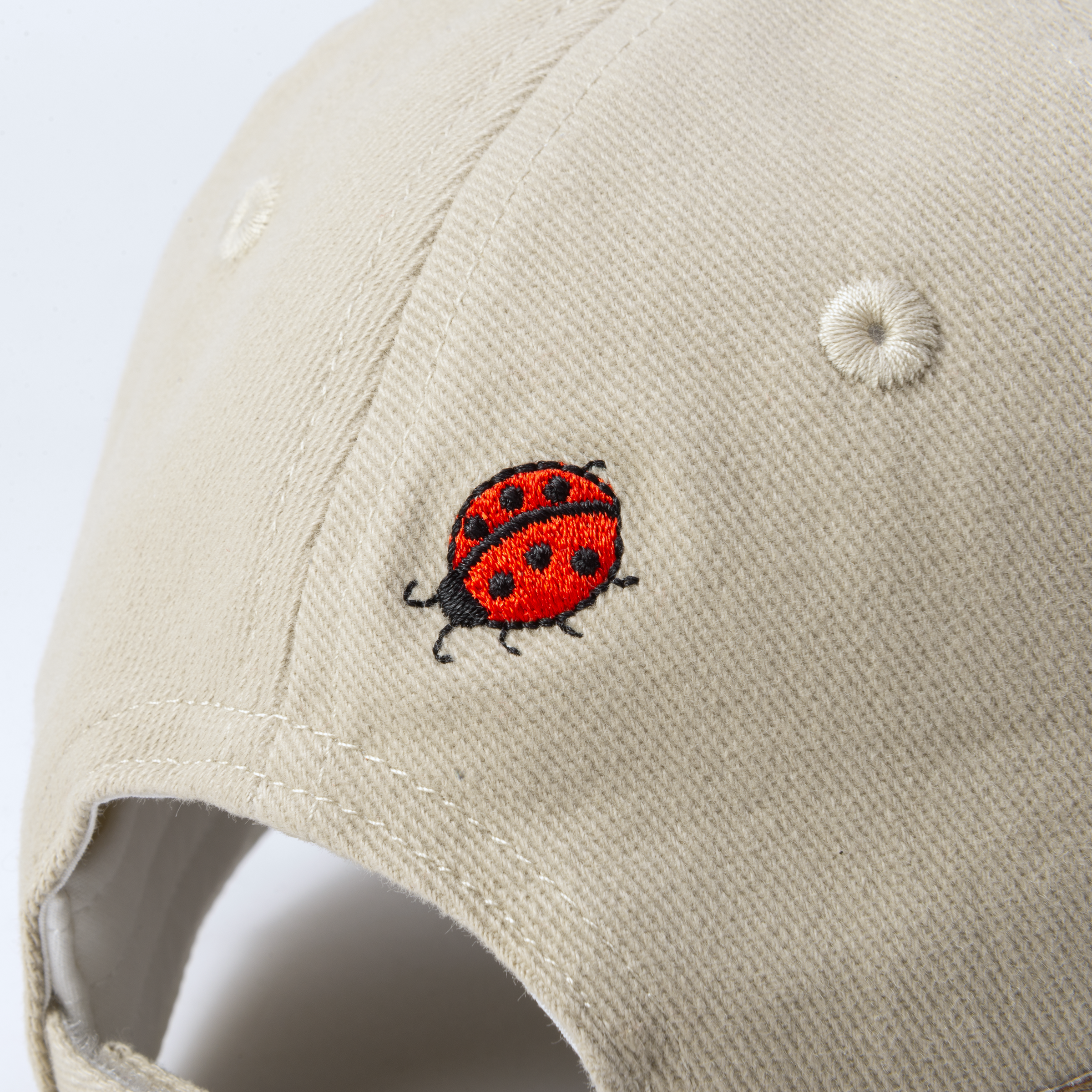 Kids Baseball Hat - Natural / Ladybug