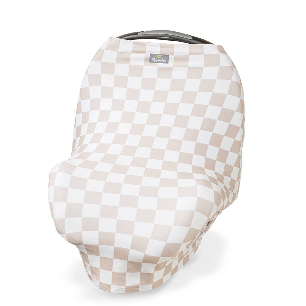 Taupe Checkerboard Mom Boss 4-in-1 multi-use cover