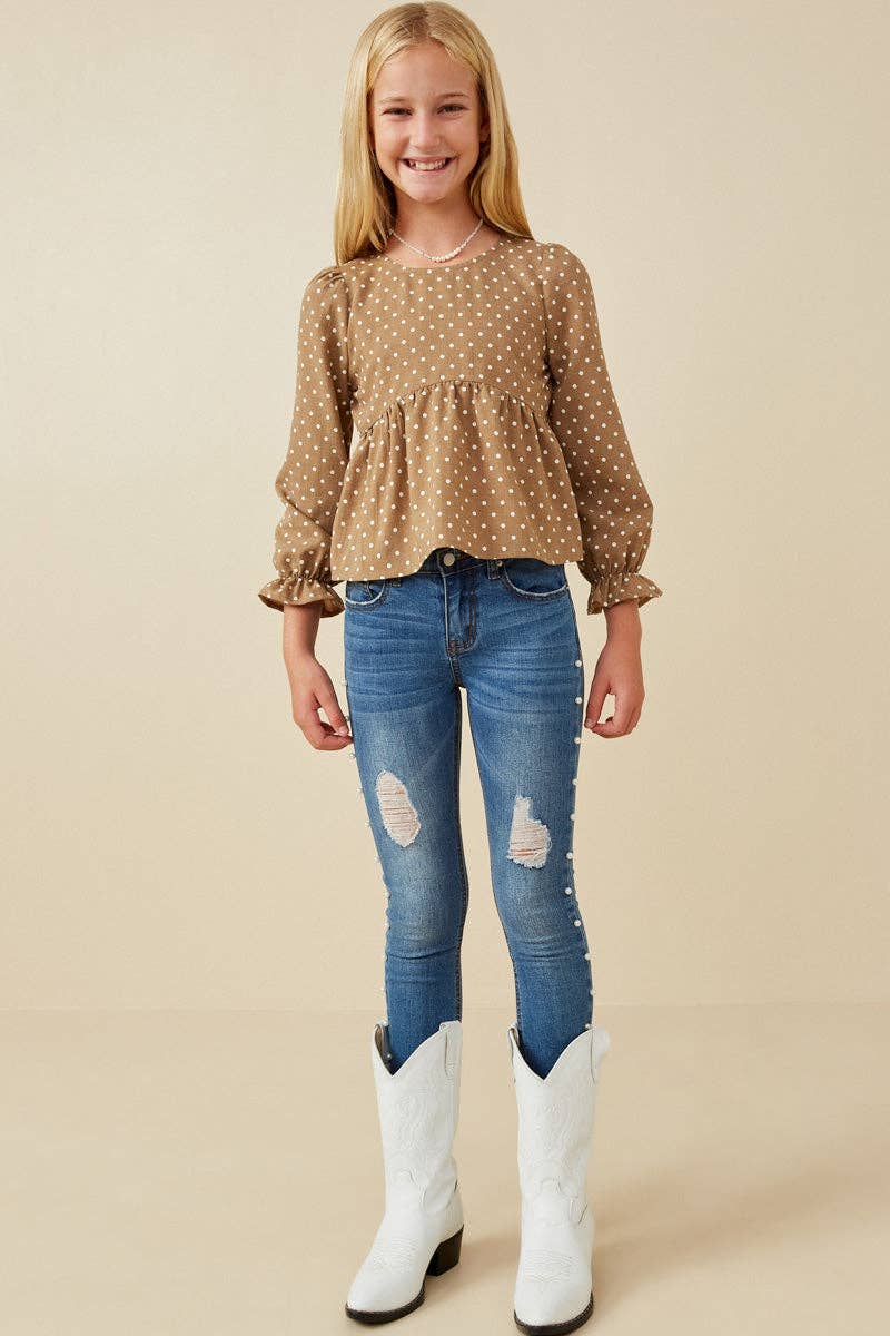Cocoa Dot Peplum Top