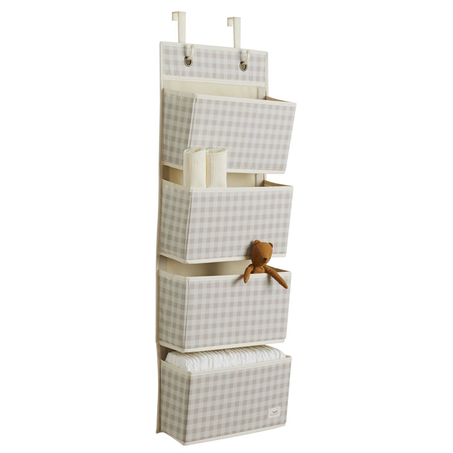 Over the Door Organizer || Gingham Beige