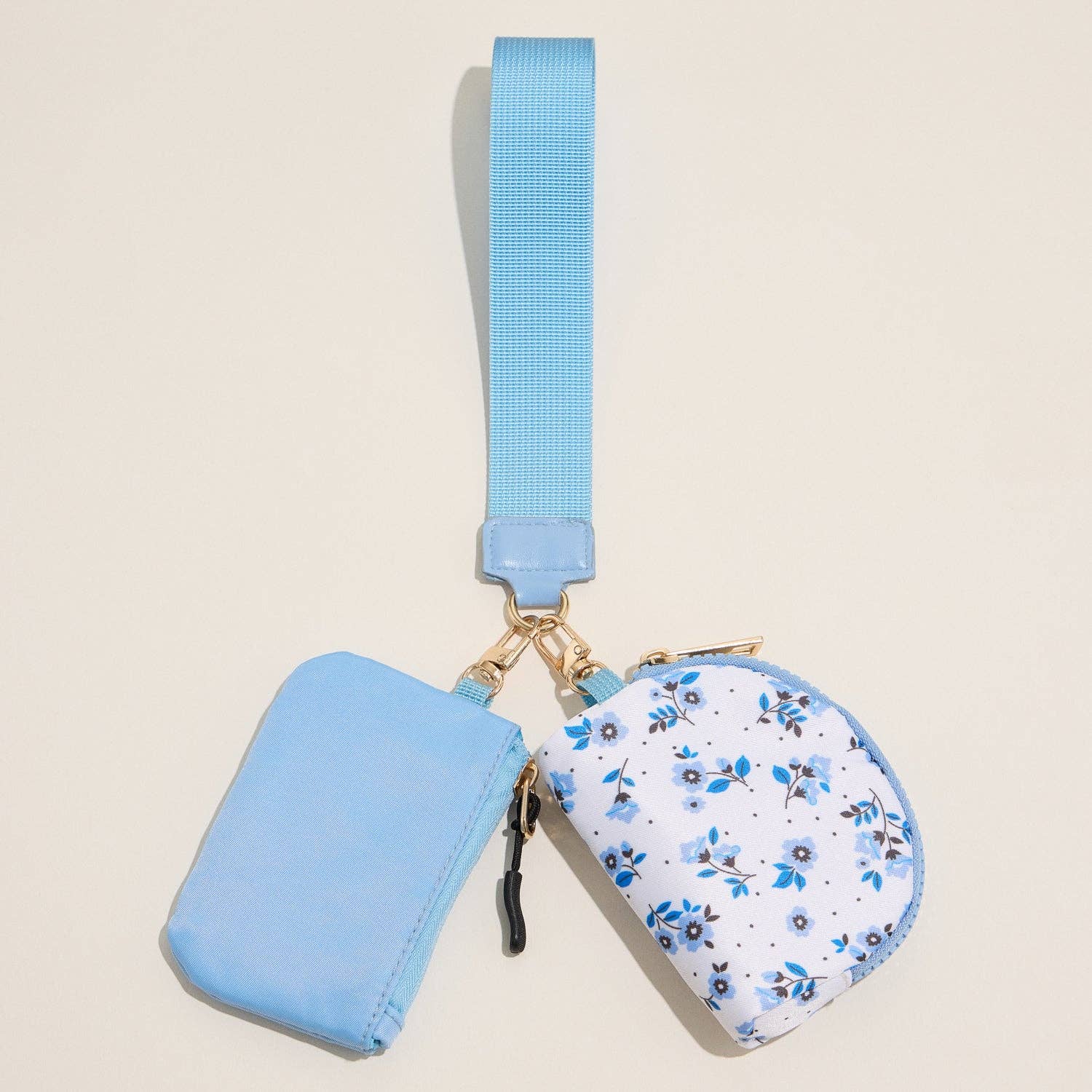 Blue Ditsy  Pouch Wristlet